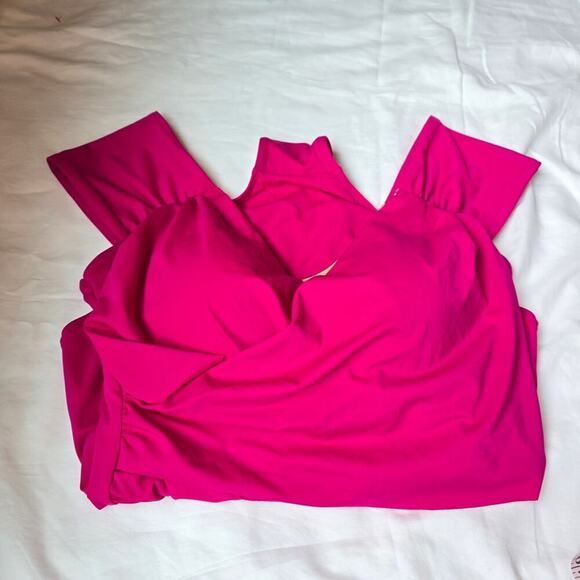 NWOT Swimsuits for All Plus Size 20 Cap Sleeve Cut-Out One-Piece 40D/DD Pink - Picture 9 of 12